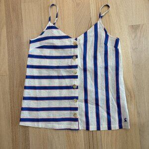 Joules Carper Stripe Linen-Blend Button Camisole Top | Size 4